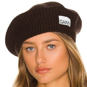 Ganni Brown Knit Beanie